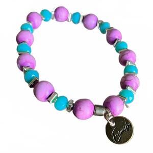 Erimish turquoise & hot pink beaded bracelet